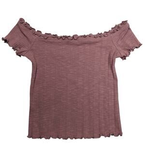 Aeropostale Baby‎ Tee Woman's Medium Purple Ribbed Clean Girl y2k